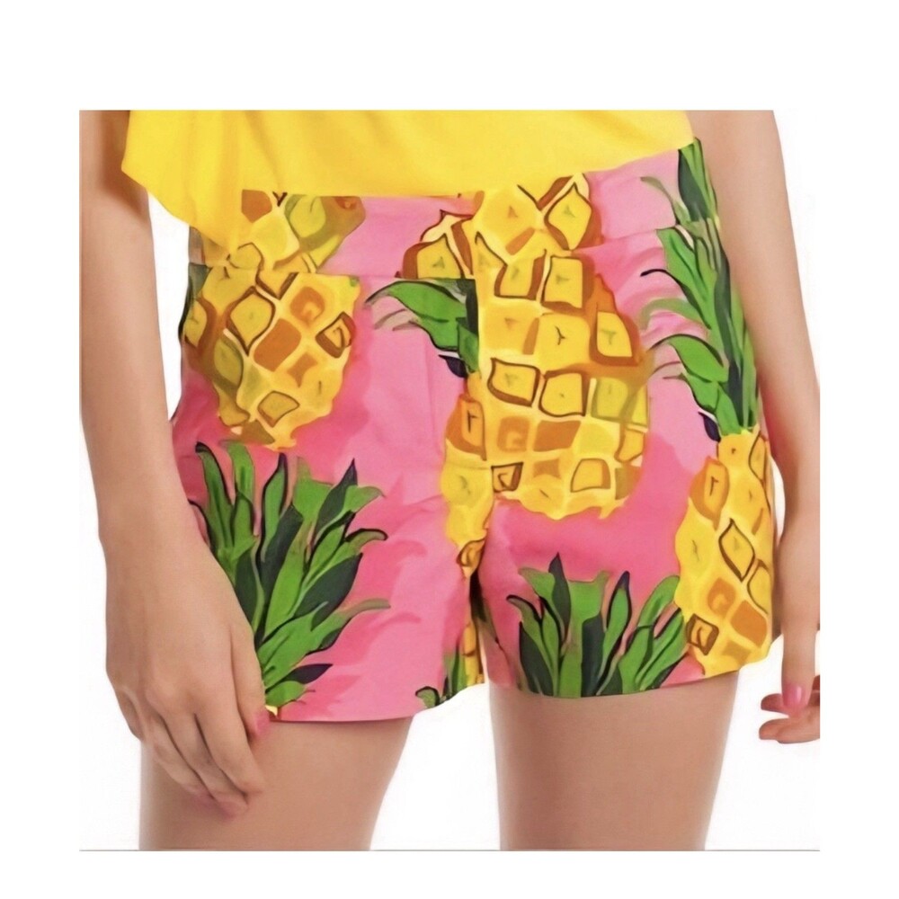 Trina Turk Corbin 2 Pineapple Shorts Pink Yellow Size 2